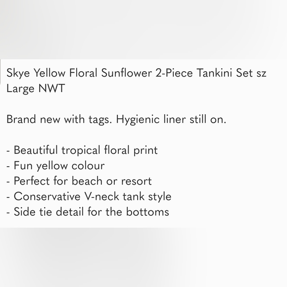 #SIS Skye Yellow Floral Sunflower 2-Piece Tropical Tankini Set sz Large  NWT - Picture 14 of 14